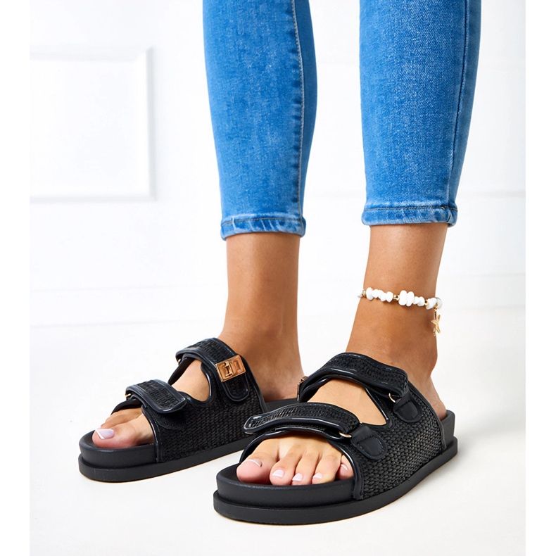 Volets au crochet noir avec rayures kliris réglables le noir 1