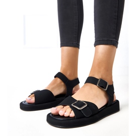 Sandales noires avec une boucle sur la ceinture Mirkas le noir 1