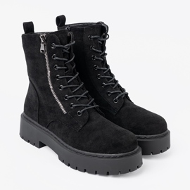 Shelvt Bottes de femmes noires avec finition en daim le noir 3