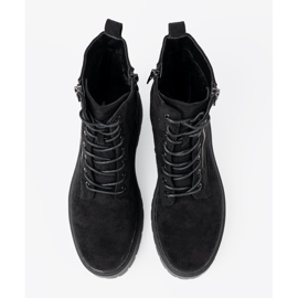 Shelvt Bottes de femmes noires avec finition en daim le noir 4