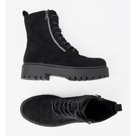 Shelvt Bottes de femmes noires avec finition en daim le noir 5