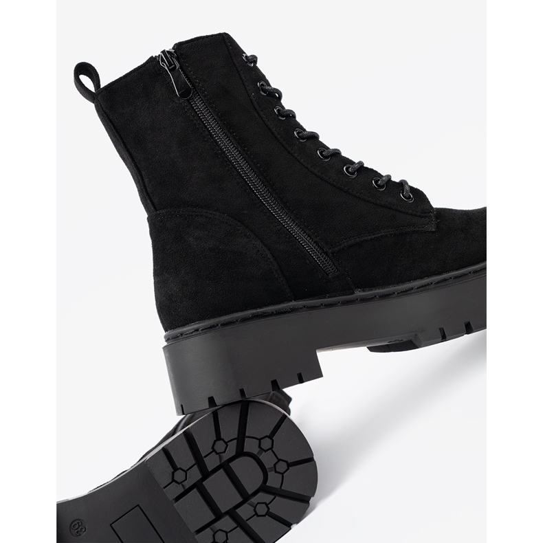 Shelvt Bottes de femmes noires avec finition en daim le noir 2