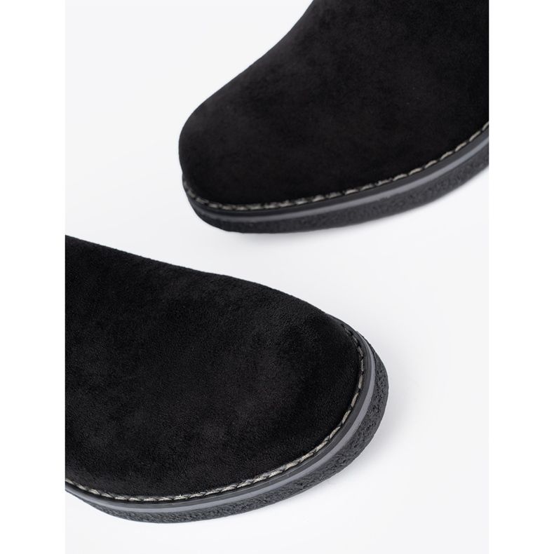 Shelvt Bottes noires simples avec un talon confortable 1