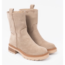Shelvt Des bottes beiges minimalistes en daim doux 2