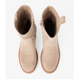 Shelvt Des bottes beiges minimalistes en daim doux 3