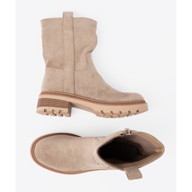 Shelvt Des bottes beiges minimalistes en daim doux 4