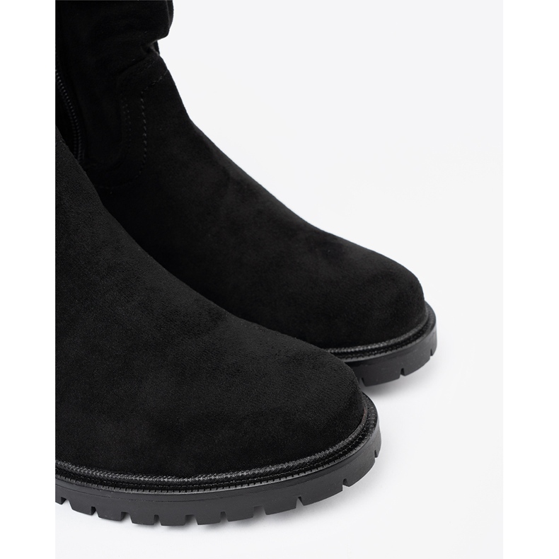 Shelvt Bottes noires avec une tige froissée et une fermeture éclair 1