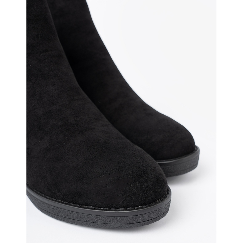 Shelvt Bottes en daim noir avec une insertion flexible le noir 1