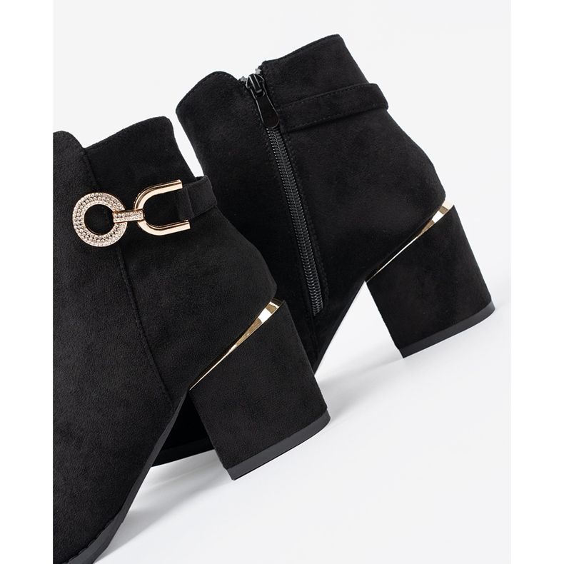 Shelvt Bottes de femmes noires avec une boucle élégante le noir 1