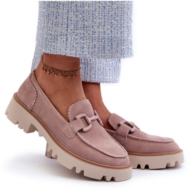 S.Barski Mocassins Femme En Daim Avec Décoration D&amp;A TW117 Rose 5