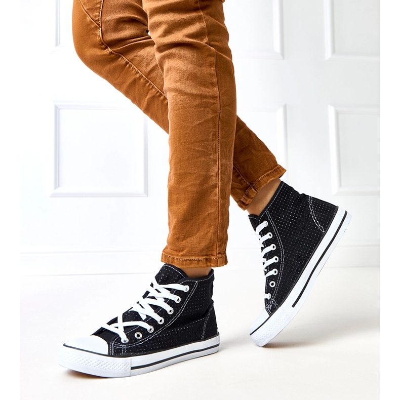 Black OpenWork Sneakers High Taris Bneakers le noir 1 Black OpenWork Sneakers High Taris Bneakers le noir 1