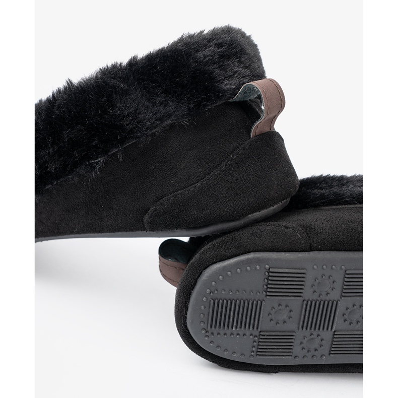 Shelvt Des pantoufles douces et noires telles que des mocassins avec un arc le noir 1