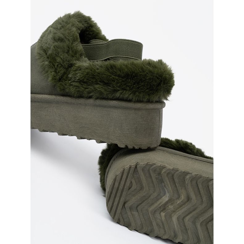 Shelvt Chaussures vert foncé et bottes de neige avec fourrure 1
