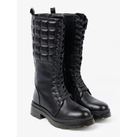 Shelvt Bottes noires classiques avec laçage et un curseur le noir 2