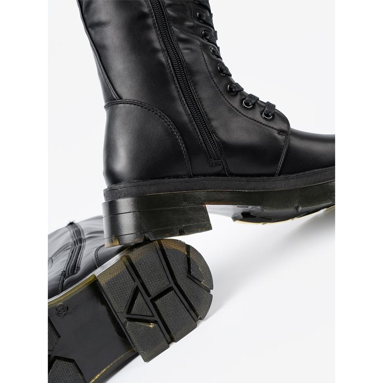 Shelvt Bottes noires classiques avec laçage et un curseur le noir 1