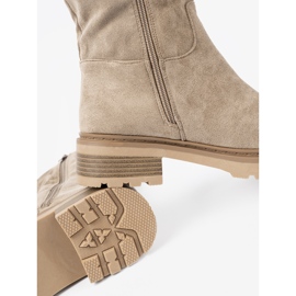 Shelvt Bottes beiges sur une semelle épaisse avec la cheville supérieure 1