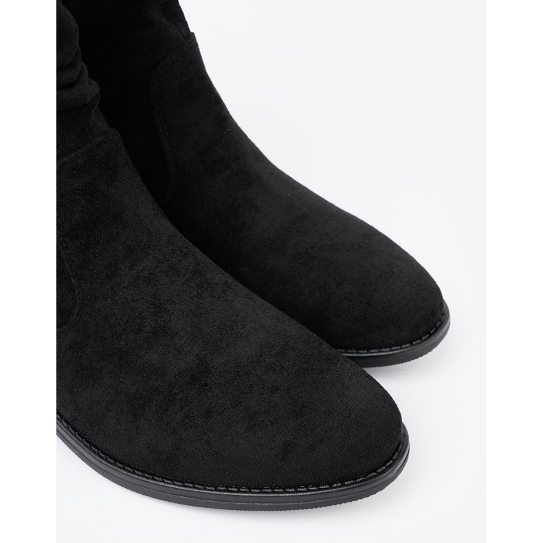 Shelvt Des bottes noires classiques avec une tige froissée le noir 1