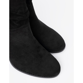 Shelvt Bottes en daim noir sur le poteau avec une tige froissée le noir 5