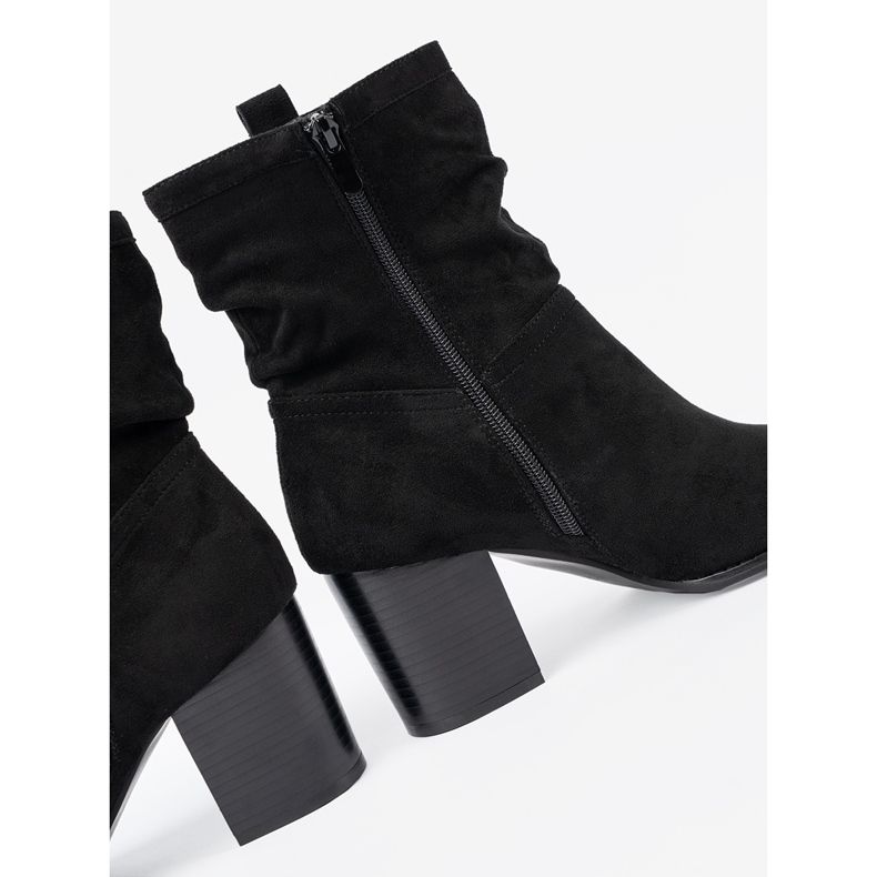Shelvt Bottes en daim noir sur le poteau avec une tige froissée le noir 1
