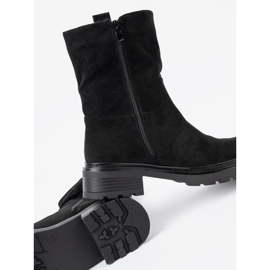 Shelvt Bottes noires sur une semelle épaisse avec la cheville supérieure le noir 1