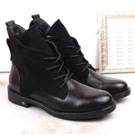 Bottines isolées à talons plats Potocki W WOL88C, noir le noir 11