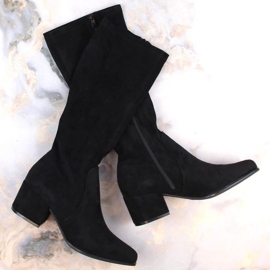 Sergio Leone W SK426 bottes à talons hauts en daim chaud, noir le noir 7