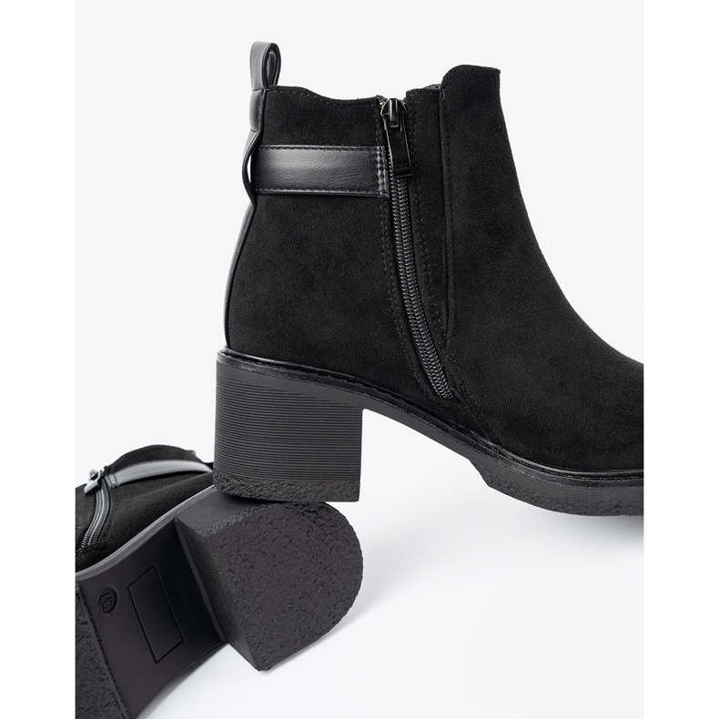 Shelvt Bottes noires avec une boucle à talon stable 1