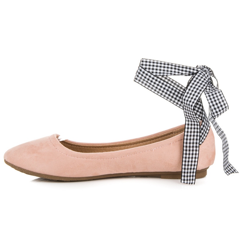 Ch. Creation Ballerines en daim à ruban rose 1