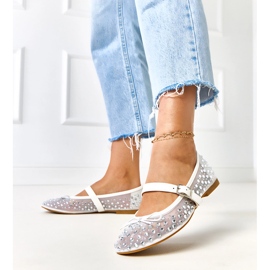 Ballerinas en filet en mailles avec des cristaux Elasid blanche 2