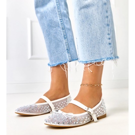 Ballerinas en filet en mailles avec des cristaux Elasid blanc 1