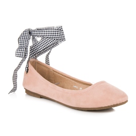 Ch. Creation Ballerines en daim à ruban rose 2