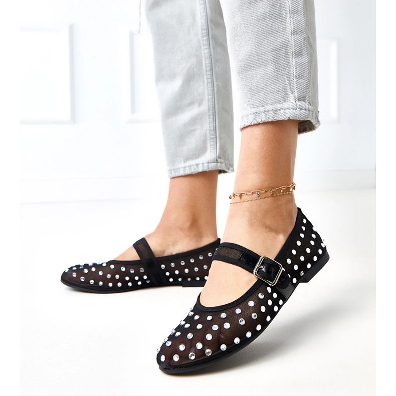 Ballerinas en mailles noires avec cristaux malmo le noir 2