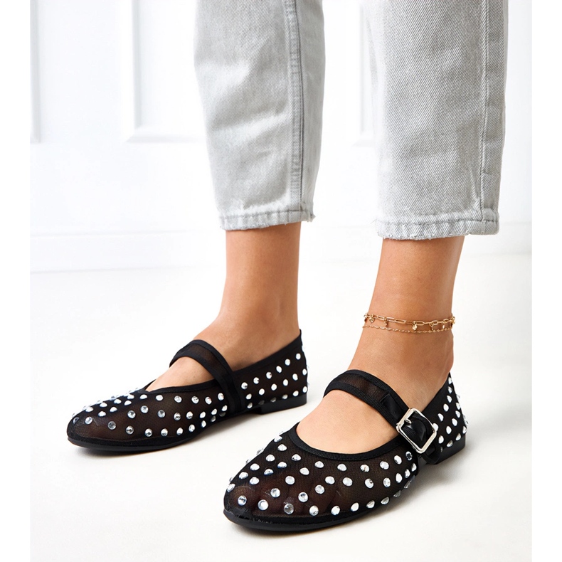 Ballerinas en mailles noires avec cristaux malmo le noir 1