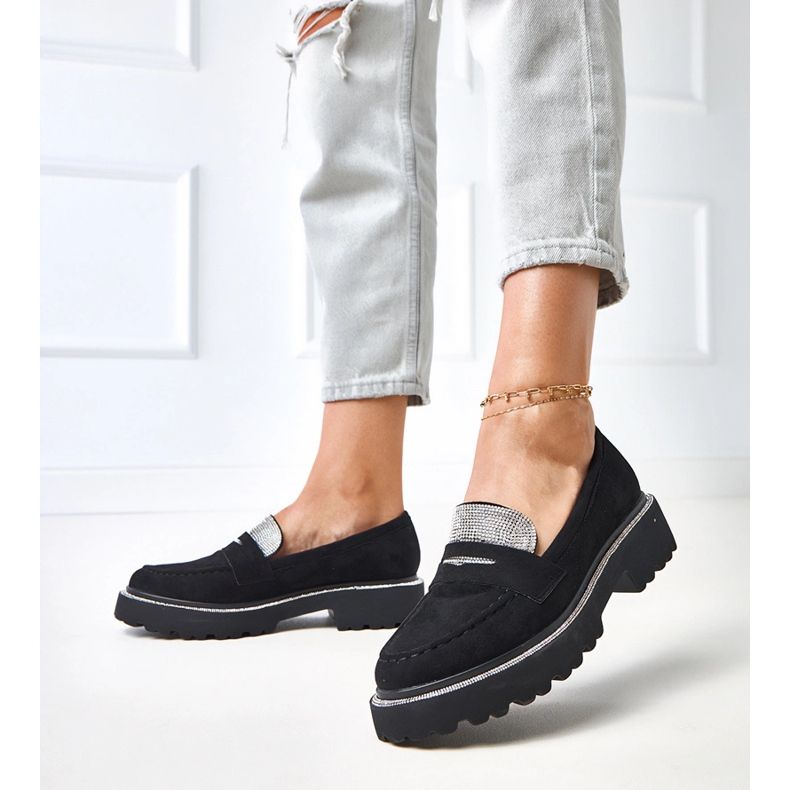 Mocasins Black Ekozamszu décorés de zircone cubique klooren le noir 2