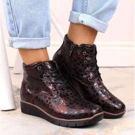 Filippo W PAW376B bottes compensées en cuir isolées bordeaux rouge 9