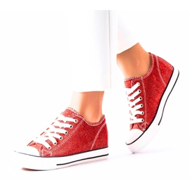 Baskets compensées en brocart rouge de Crète 3
