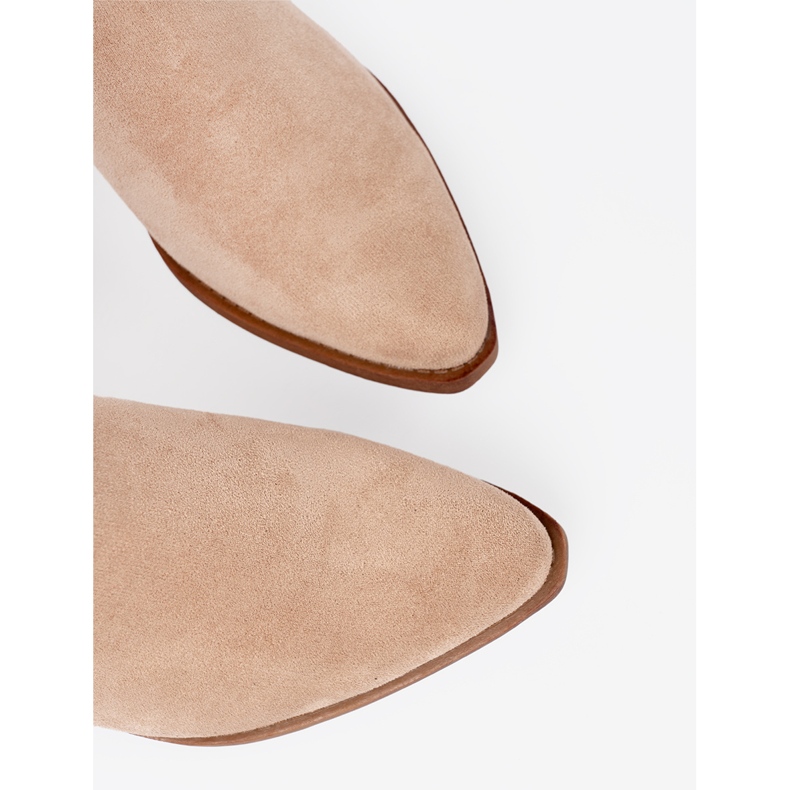 Shelvt Bottes beige des femmes avec une coupe classique 1