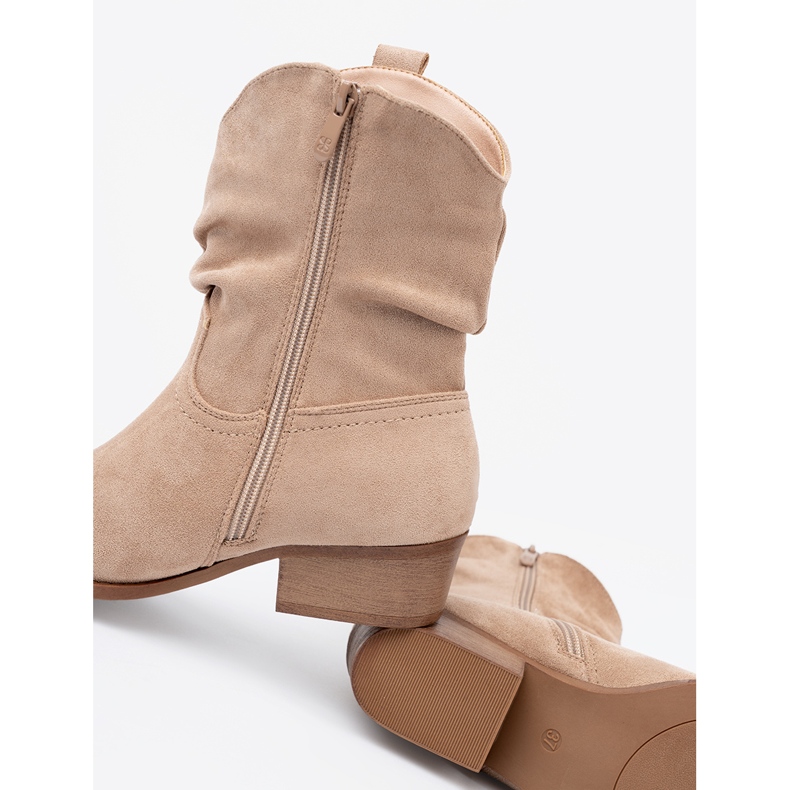 Shelvt Bottes beige des femmes avec une coupe classique 2