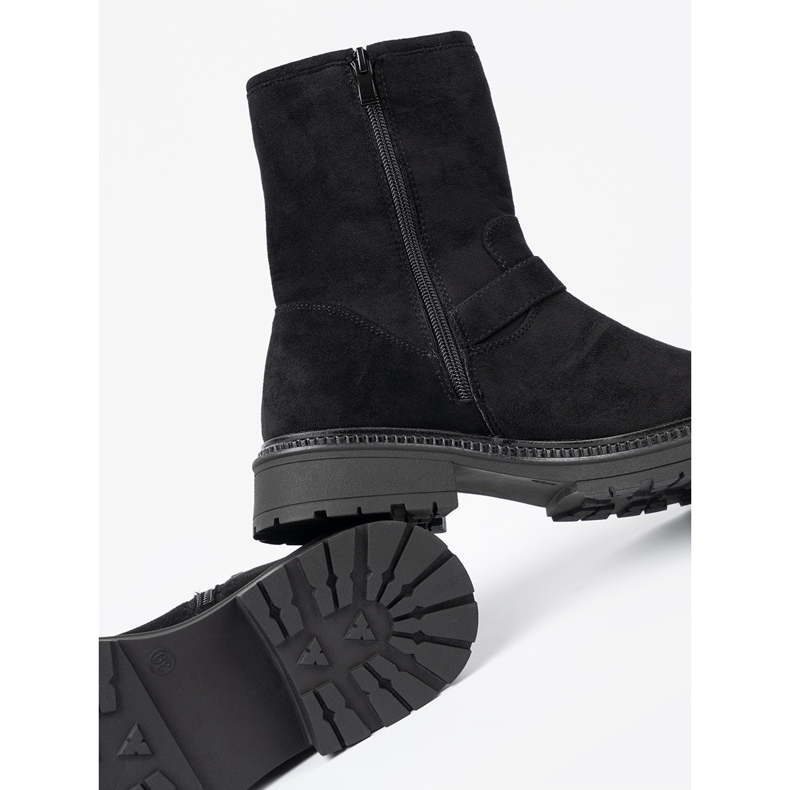 Shelvt Bottes noires modernes avec boucles argentées le noir 1