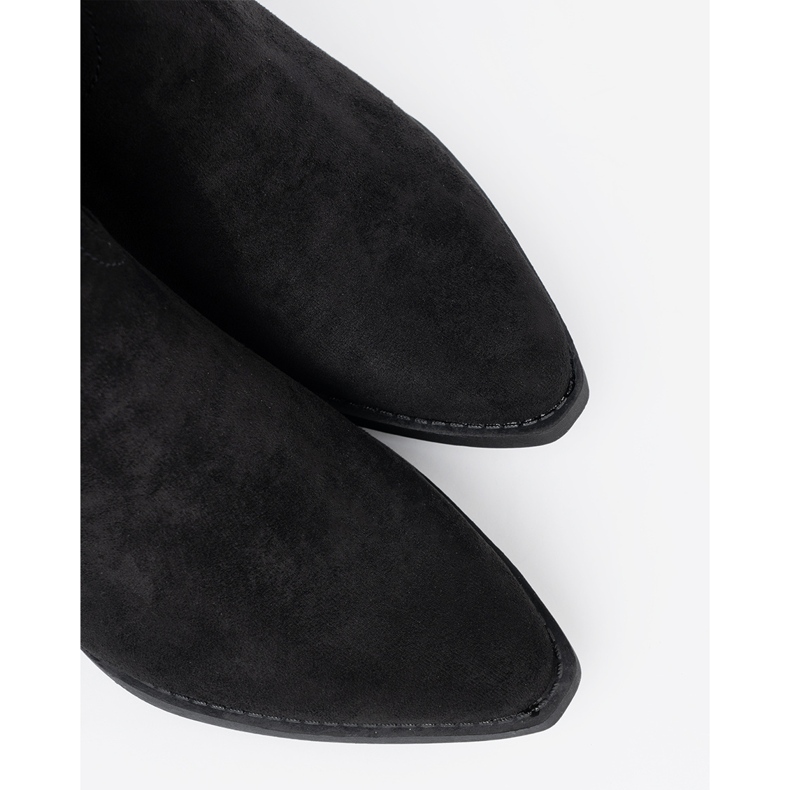 Shelvt Bottes de femmes noires avec une coupe classique 1