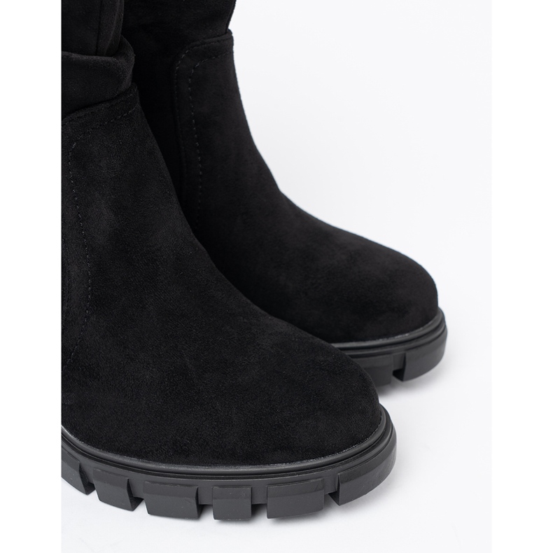 Shelvt Bottes noires élégantes avec une tige froissée 1