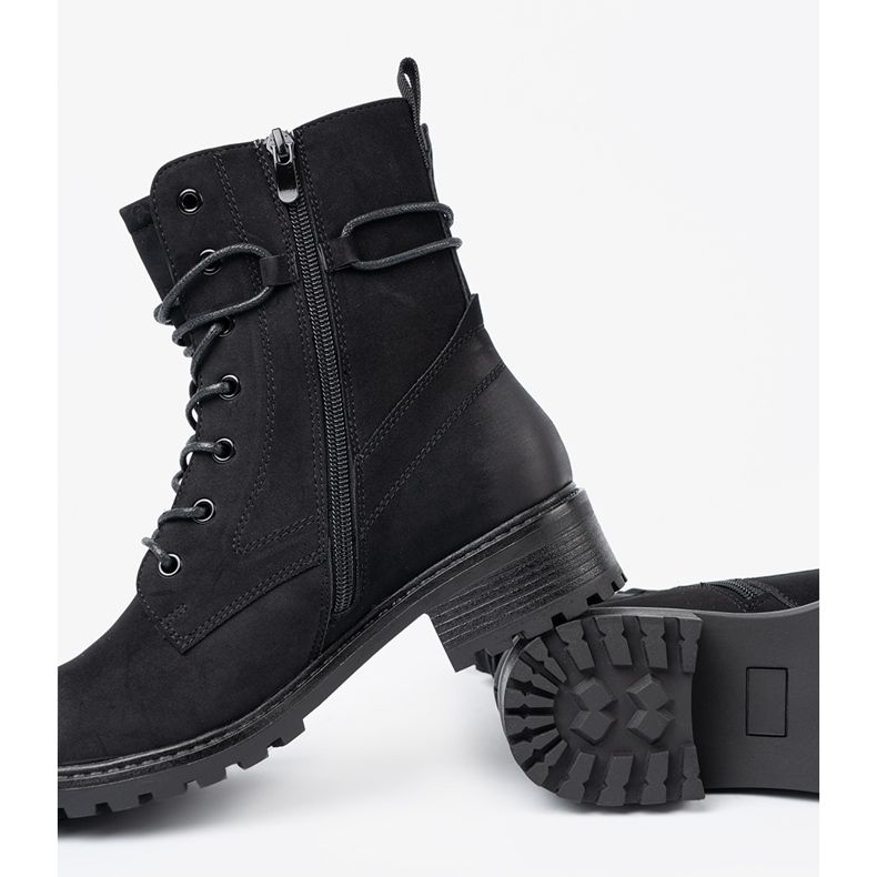 Shelvt Travailleurs noirs à la mode avec un laçage décoratif le noir 2