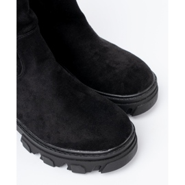 Shelvt Bottes noires avec une coupe minimaliste le noir 1 Shelvt Bottes noires avec une coupe minimaliste le noir 1