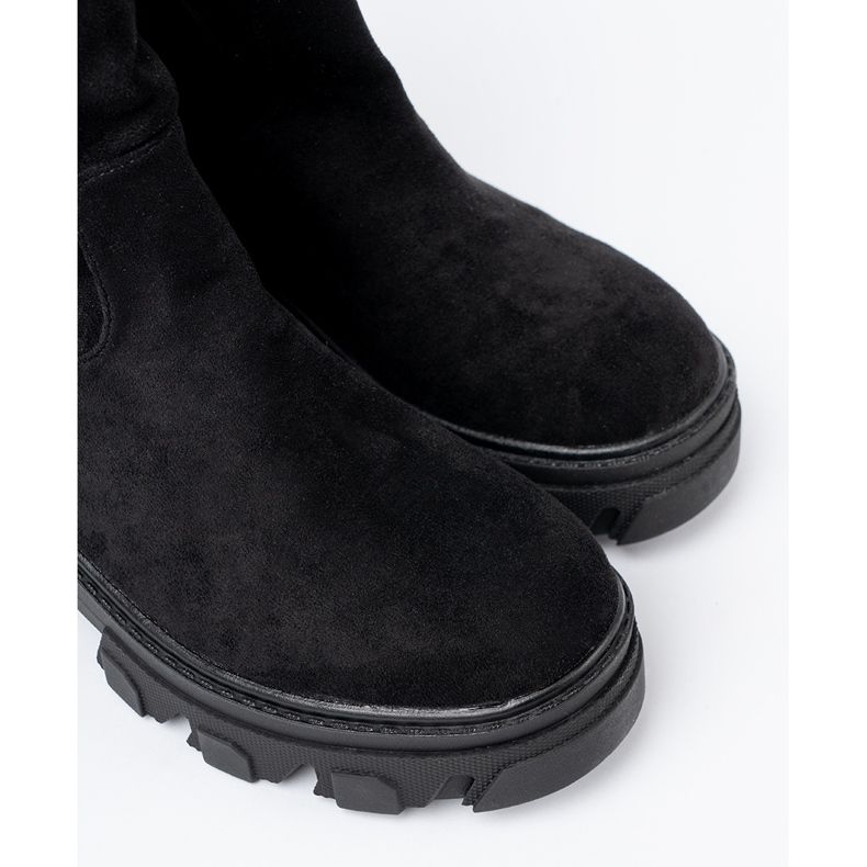 Shelvt Bottes noires avec une coupe minimaliste le noir 1 Shelvt Bottes noires avec une coupe minimaliste le noir 1