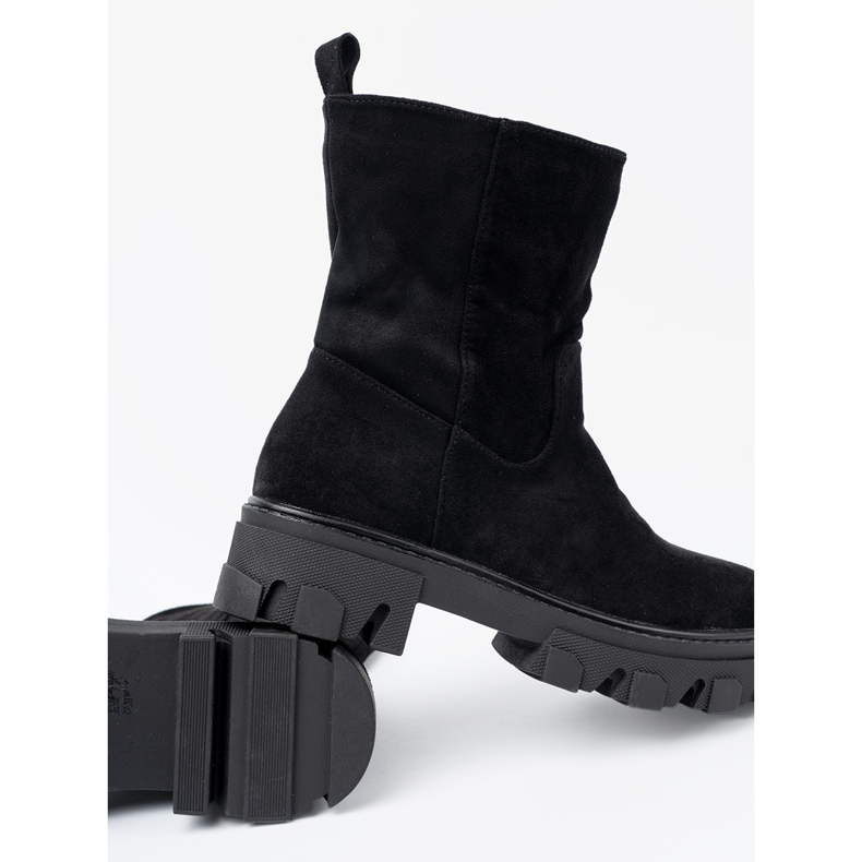 Shelvt Bottes noires avec une coupe minimaliste le noir 2 Shelvt Bottes noires avec une coupe minimaliste le noir 2