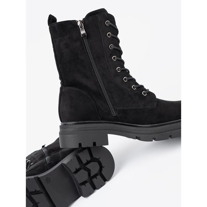 Shelvt Travailleurs à lacets noirs sur une semelle massive le noir 1