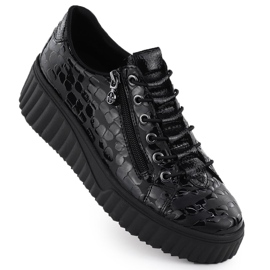 Chaussures laquées pour femmes Krok Black Rieker N2555-00 1