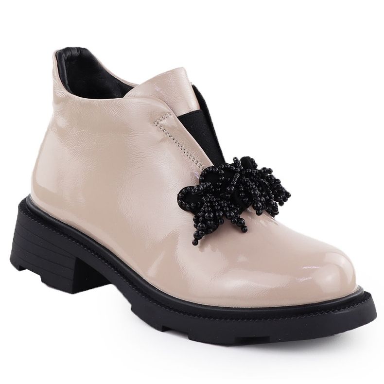Des bottes en cuir pour femmes avec un ornement verni Beige Filippo DBT6370 1 Des bottes en cuir pour femmes avec un ornement verni Beige Filippo DBT6370 1