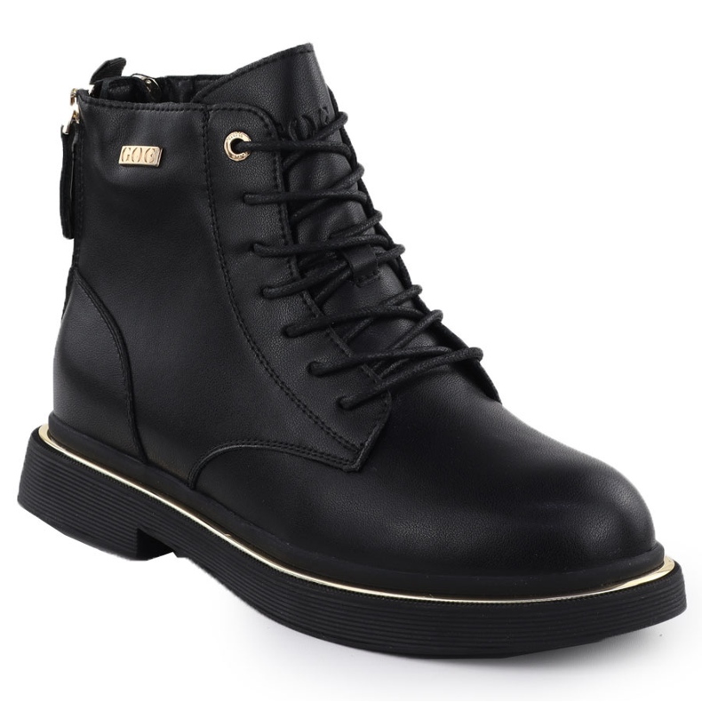 Bottes en cuir pour femmes Black Goe SS2N4101 noir 1