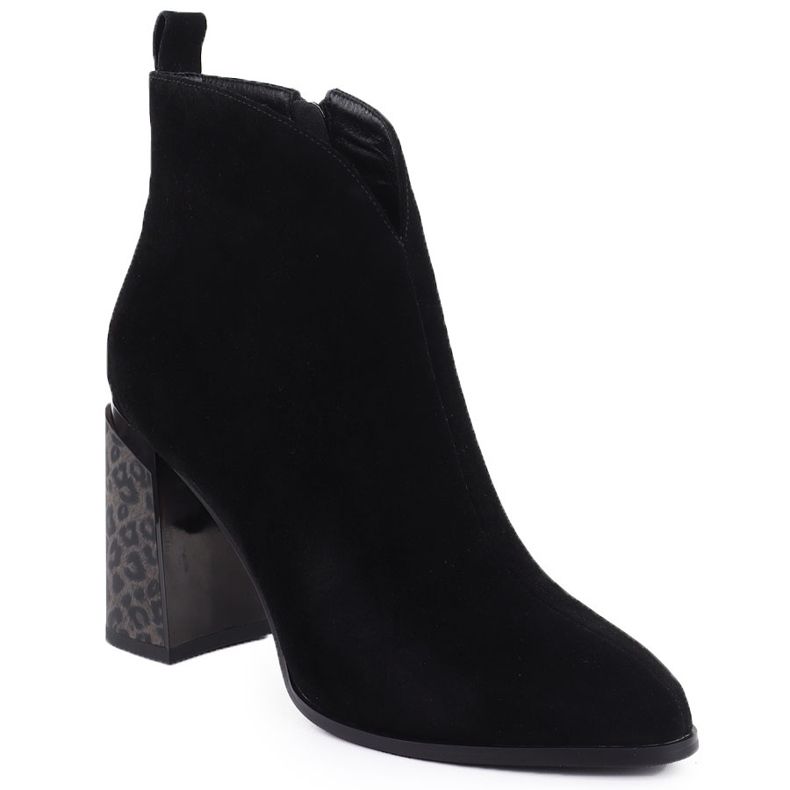 Bottes de daim pour femmes sur un talon décoratif noir gino fabiani 9210 le noir 1